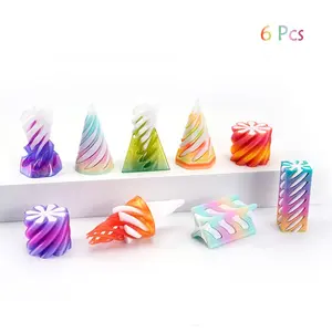 6 Piece Set, 3D Printed Spiral Stress Relief Figurines, Decorative Fidget Figurine, Fun Home Desktop Craft Decorations, Car Decoration, Decorative Home Ornament, Ideal Holiday Gift!