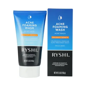 Acne Foaming Wash – Maximum Strength Acne Treatment with 10% Benzoyl Peroxide | Face & Body Cleanser | Fragrance-Free