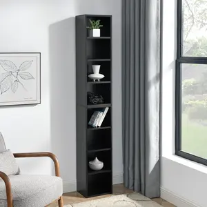 8-Tier Media Storage Rack, CD DVD Slim Storage Cabinet with Adjustable Shelves, Tall Narrow Bookcase Display Bookshelf for Home Office, Multifunctional Double Layer Bookcase