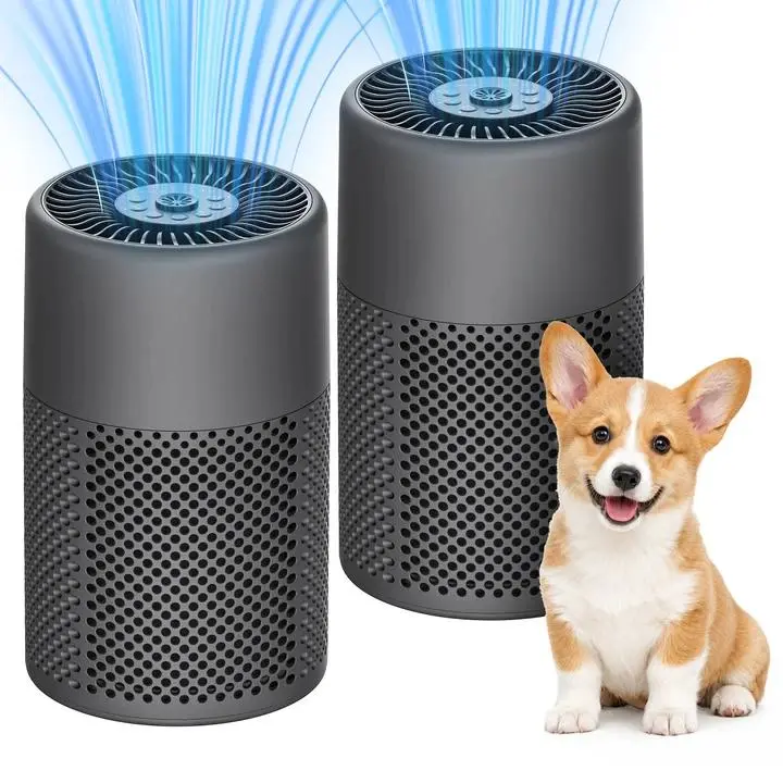 2-Pack Ultra-Quiet 24dB Air Purifiers 2588, True HEPA Filter for Bedroom & Office, Pet Dander & Odor Removal, Allergy Relief, Anti-Allergy, Built-In Aromatherapy Diffuser & Nightlight, Automatic/Manual Modes, Child Lock, Timer for Sleep & Breathe Better