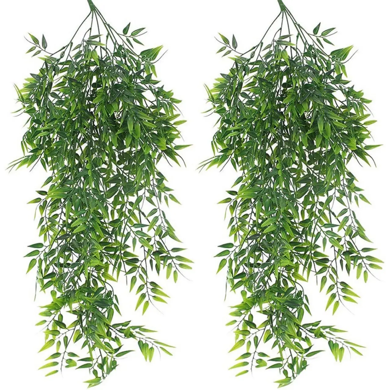4 Pcs Artificial Nandina Bamboo Hanging Plants, Realistic Faux Greenery Vines, Fake Bamboo Leaves Garland for Home Decor, Garden, Porch, Patio, Balcony