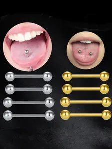 Punk Style Tongue Rings, Stainless Steel Nipple Rings, Body Piercing Jewelry for Women & Men, Trendy All-match & Exquisite Jewelry for Birthday Gift, Body Piercings Set