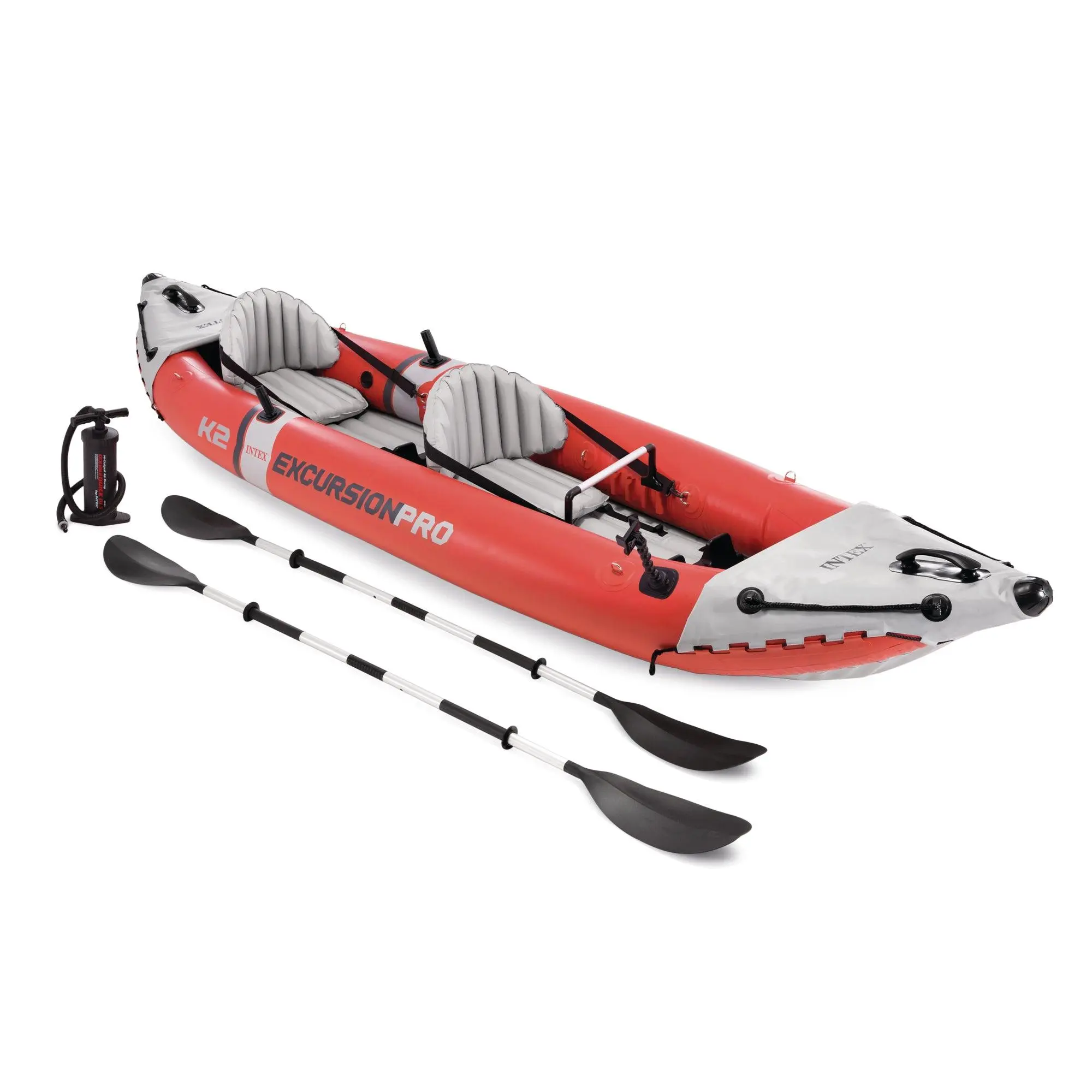 Intex Excursion Pro Inflatable 2 Person Vinyl Kayak with 2 Oars and Pump, Red Intex Excursion Pro Inflatable 2 Person Vinyl Kayak with 2 Oars and Pump, Red