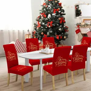 Christmas Print Chair Covers Set, Dining Chair Slipcover, Stretchable Detachable Dining Room Decor, Perfect Holiday Gift for Home Party Hotel Use