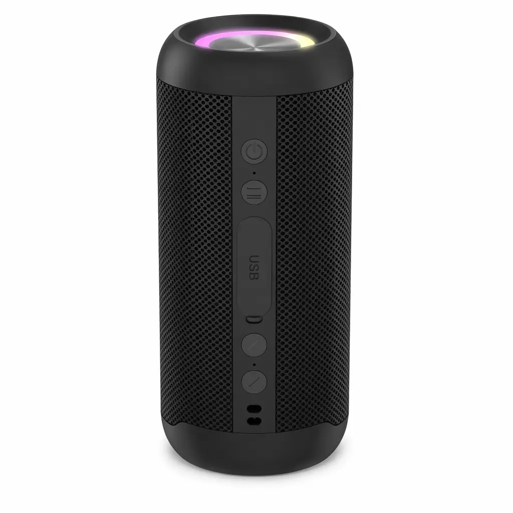 6D Portable Bluetooth Speaker with LED Light, IPX5 Waterproof Wireless Speaker with Subwoofer, Bluetooth 5.0 HD Mic Hands-Free Calling for Shower Beach Pool Outdoor Travel