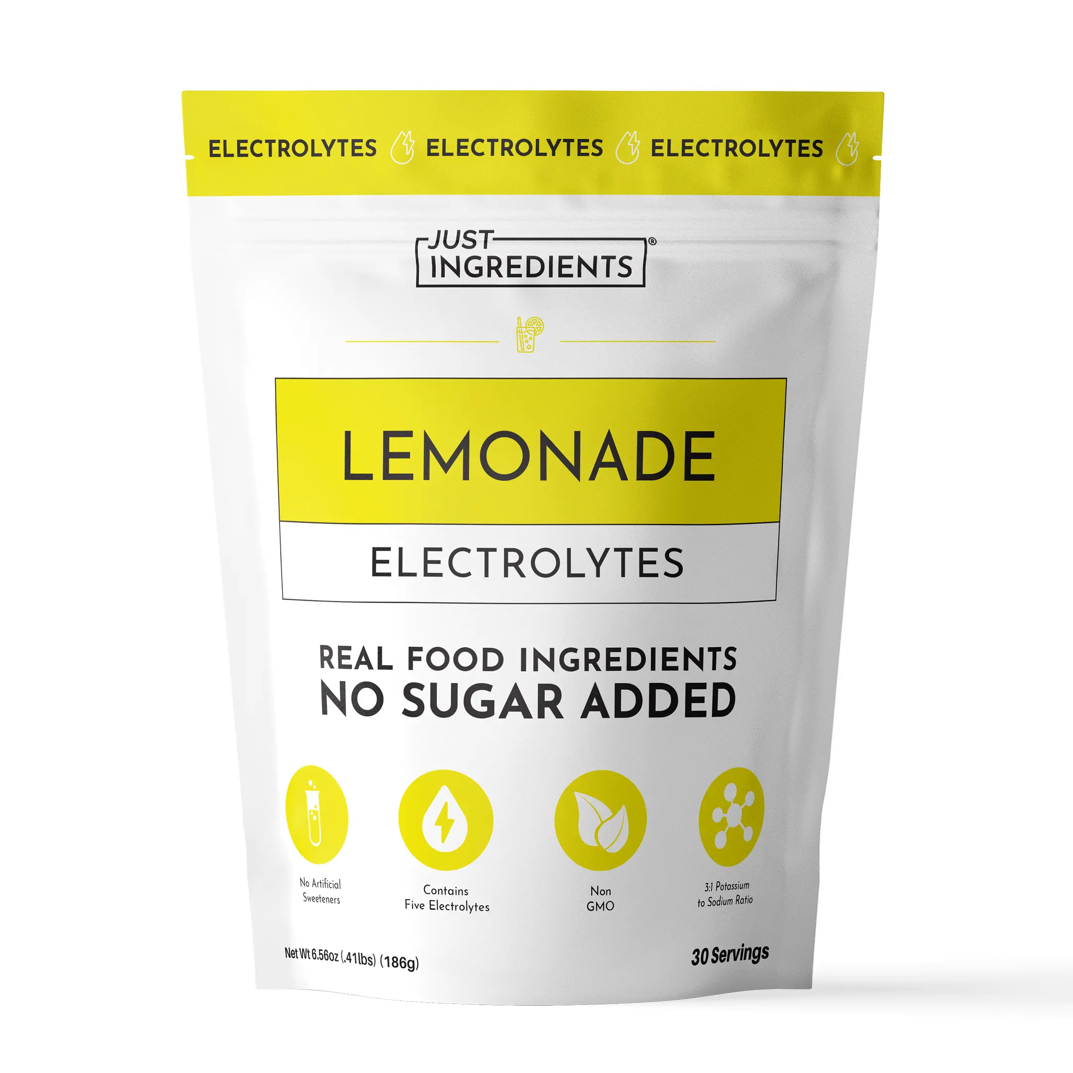 Just Ingredients Lemonade Electrolytes [30 Servings] - Drink Mix - Coconut Water, Sea Salt, Trace Minerals - Drink - Hydration