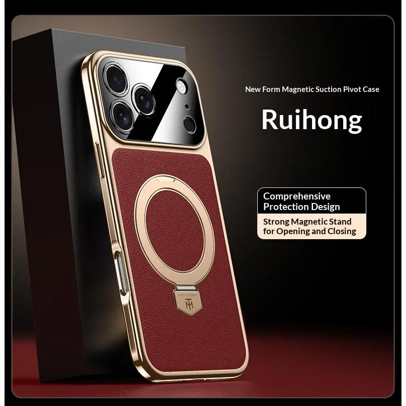📱 Compatible with IP 17/16/15/14 series pivot magnetic phone case| Luxurious protection, multi-purpose in one case Cellphone Wireless Foldable Casing