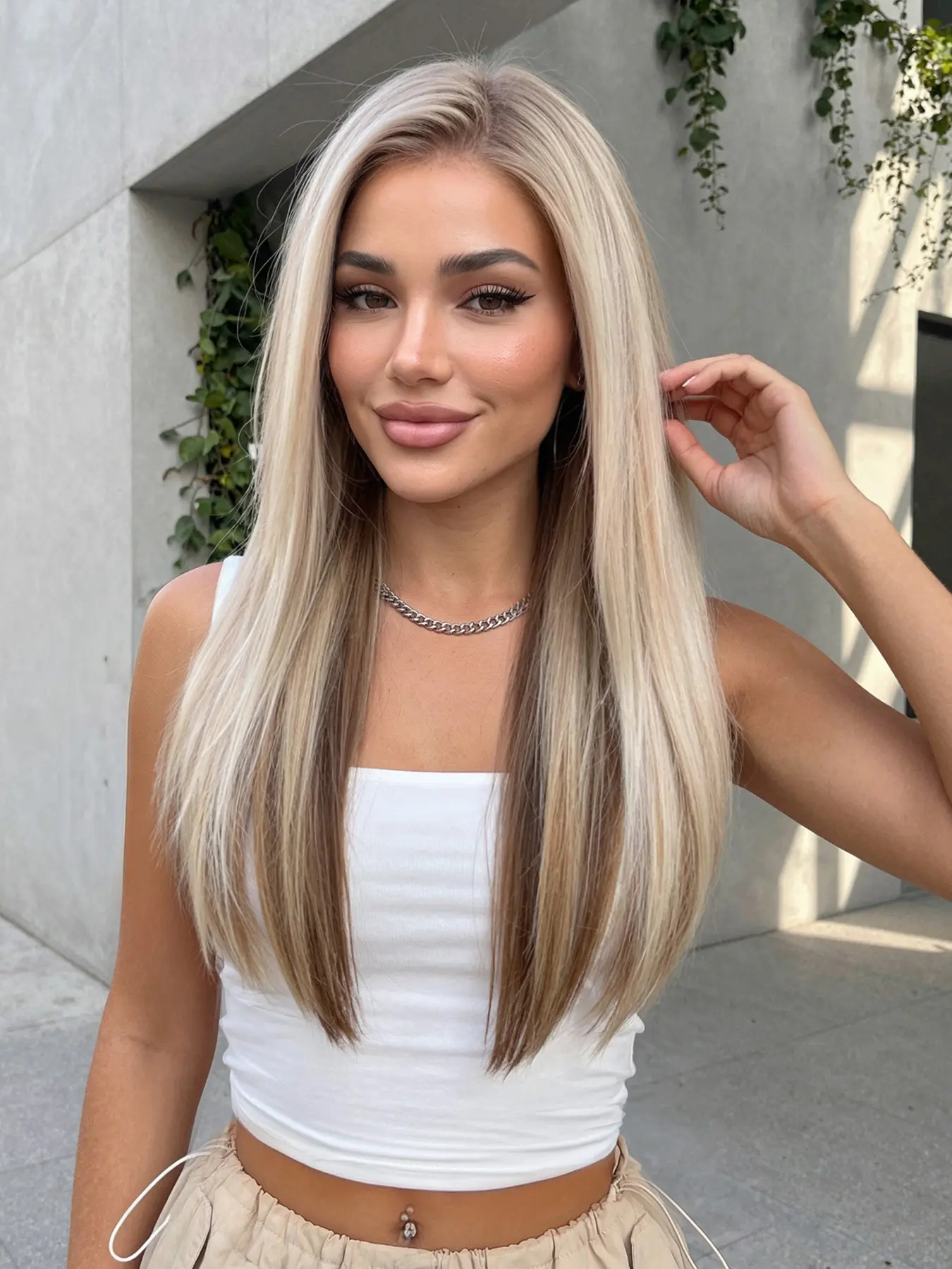 24-Inch Straight Lace Synthetic Wig Full Cap, Handmade Lace Inner Weave, Lightweight Breathable Women's Hairpiece, Fashion Style