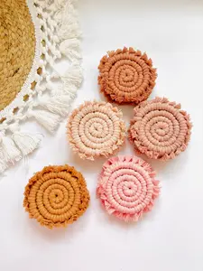 Macrame Car Coasters Set of Two - Personalized Cup Holder Coasters - MarissaDDesigns Tableware cupholder car  accessories round new