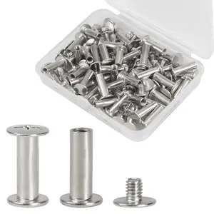 50 Sets M5 x 15mm Silver Chicago Screw Kit Phillips Head Binding Screw Post for DIY Leather Decoration Scrapbook Photo Albums Bookbinding