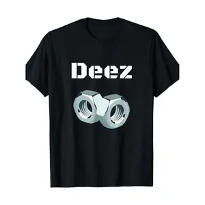 Ootd T Shirt 100% Cotton Funny "Deez Nuts" Graphic T-Shirt, Men's Casual Crew Neck Short Sleeve Tee with Geometric Design