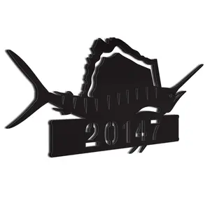 Marlin Address Number Sign | Door hanger | Postal Number Sign | Gift for New House Aluminium Decor