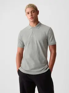 Pique Polo Shirt - Soft Stretch Pique Knit Classic Fit Cotton Spandex Short Sleeves Flat Rib-knit Cuffs Polo Collar Button Placket Side Vents Ideal for Everyday Wear