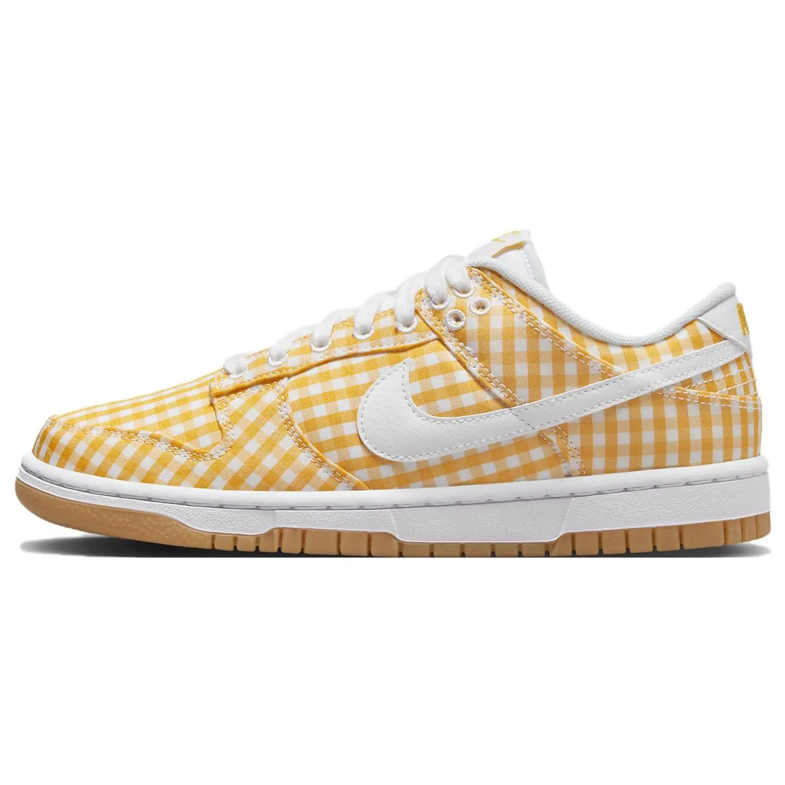 Nike Dunk Low Yellow Gingham Durable Non-slip Skate Shoes Women's DZ2777-700