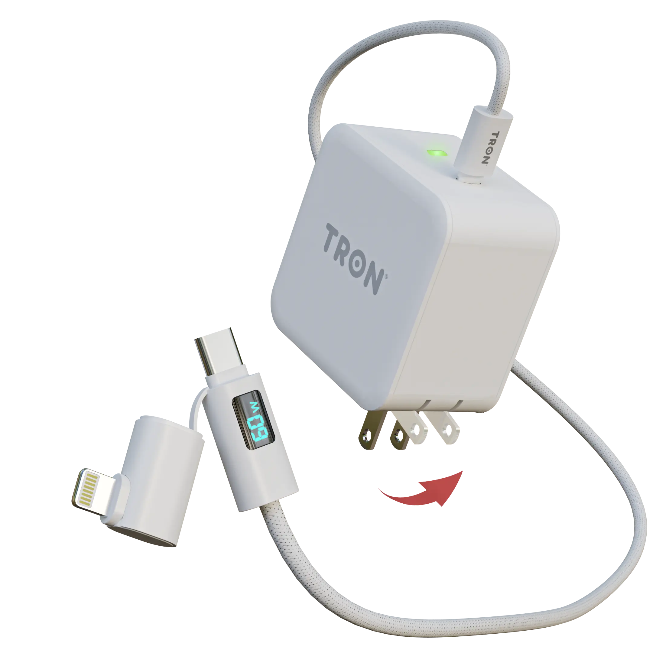 25W Power Adapter + 60W 2-in-1 LCD Cable Bundle | USB-C & Lightning