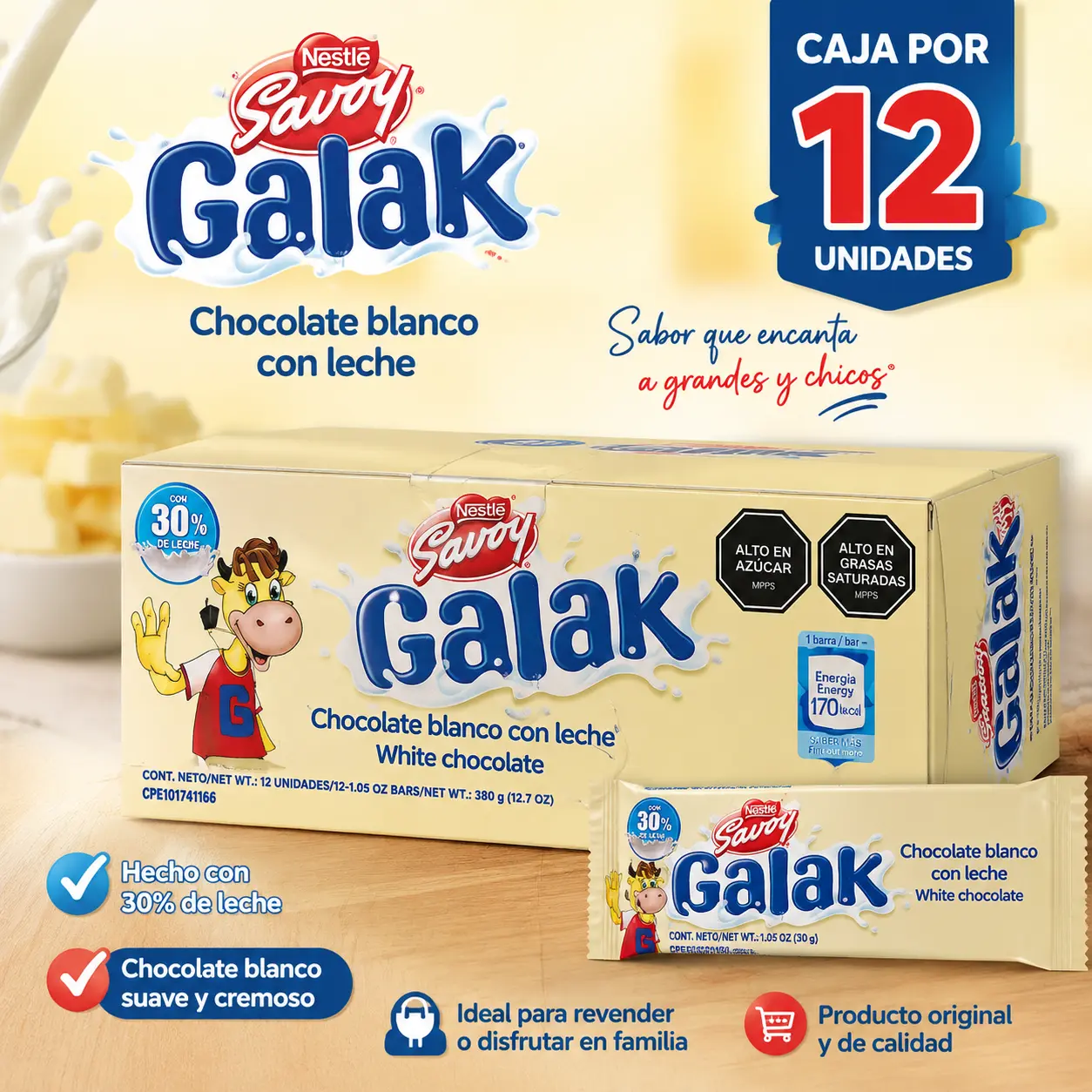 Galak Chocolate Blanco Caja 12 Unidades
