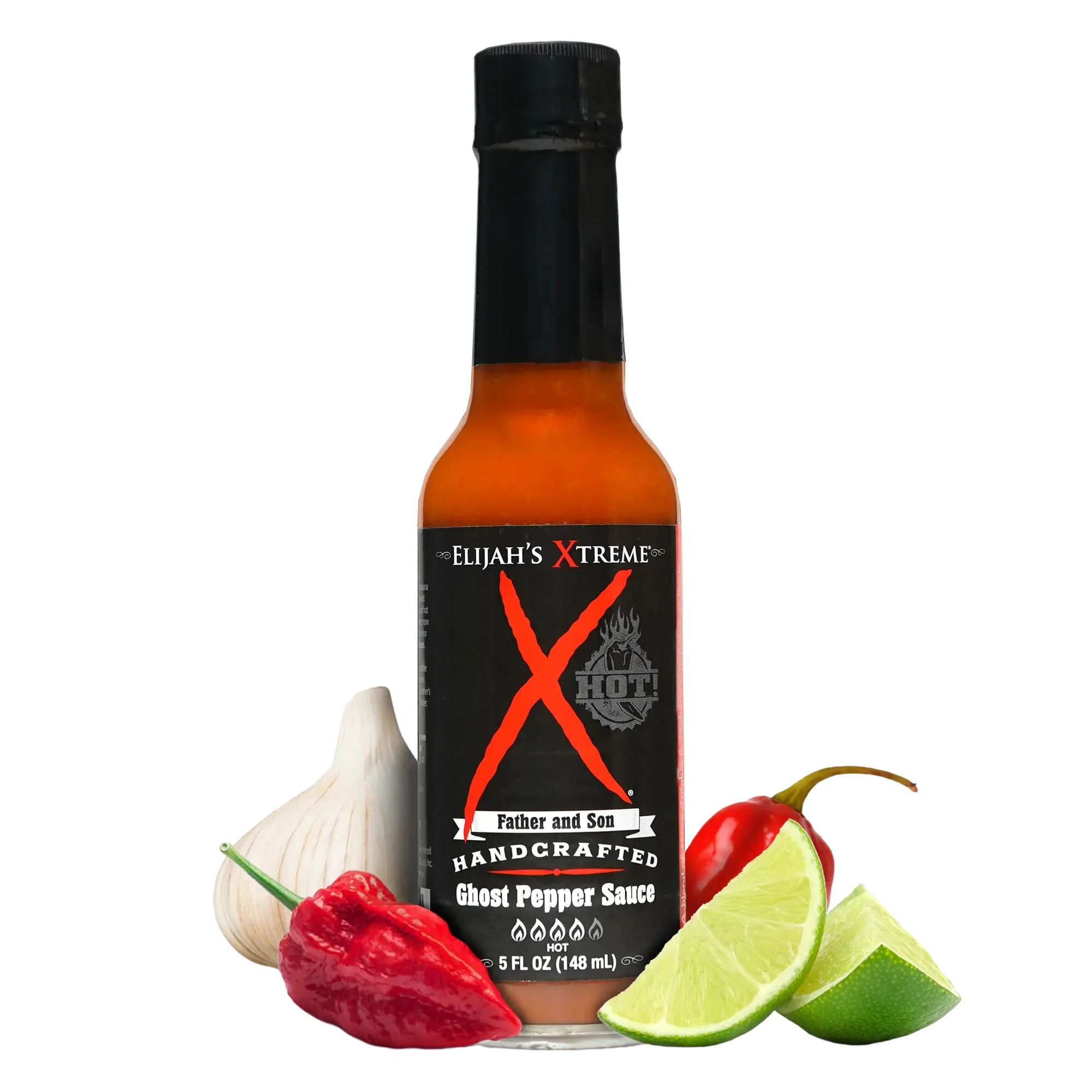 Elijah's Xtreme Ghost Pepper Hot Sauce - About 450,000 SHU, Handcrafted with Habanero, Garlic, Lime & Passion Fruit, Vegan, Gluten Free, 5 oz