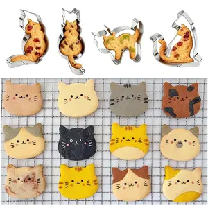9pcs Cat Shape Cookie Cutters, Stainless Steel Cute Animal Design for Kids, Kawaii Baking Molds for Homemade Treats & Desserts, Easy-To-Use Kitchen Tools for Fondant, Chocolate & DIY Baking, Dishwasher & Oven Safe