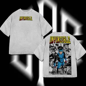 Superstyle Limited Edition Emperor Mark Grayson Invincible War Comic Double Printed Oversize Lightweight Acid Washed Tee TV Series Graphic Tee T-Shirt P40