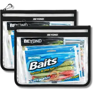 Fishing DryVault Tackle Storage Bag – Soft Plastic Bait Storage, Fishing Tackle See Through Bait Bag, Water-Resistant, Durable & Transparent Soft Bait Organizer for Easy Gear Access