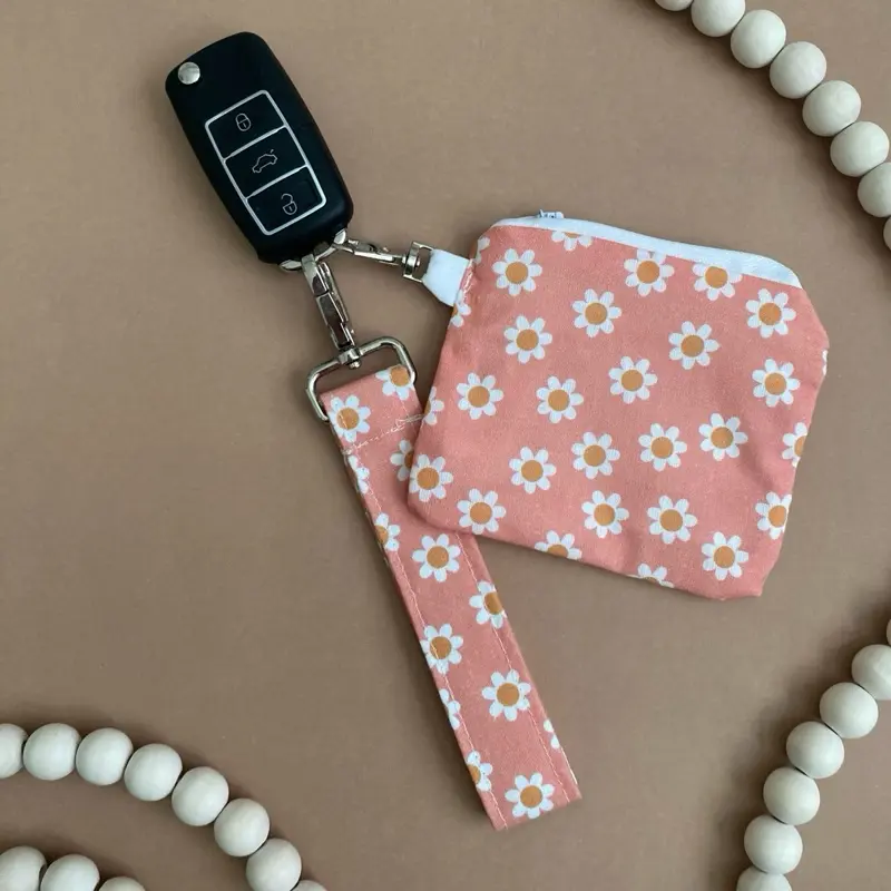 Handmade 2-Piece Accessory Set: Keychain Wristlet and Matching Wallet Pouch