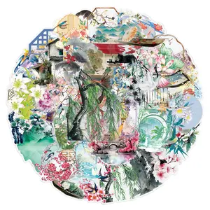 100sheets two sets of repetitive chinese style elements cartoon trend creative transparent stickers diy mobile phone case photo album notepad stickers