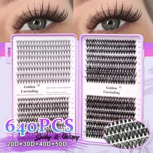 640pcs False Lash Extensions, High Capacity, 20D/30D/40D/50D, D Curl, Fluffy Style, DIY, Daily Use, Party, Travel, Gift, Eyelash Extensions