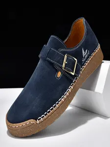 High Quality Hand Stitched Casual Flat Shoes Footwear For Men, Hand Wrapped Edge Buckle Strap Soft Non-Slip Versatile Outdoor Sports Walking Shoes