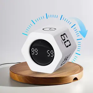 Lcd digital timer, Six-sided timer, Flip rotation timer, Productivity Timer Cube, Multifunctional timer, Rechargeable With gravity sensor, vibration/high/low volume, accurate timing, suitable for kitchen, learning, sports and fitness