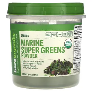 BareOrganics Marine Super Greens Powder, 8 oz (227 g)