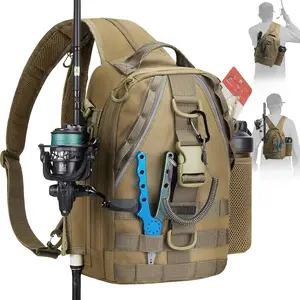 Fishing backpack with rod holder, lightweight shoulder bag for storing gear and tools