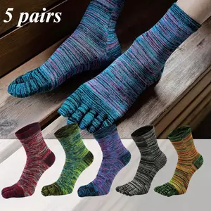 5 Pairs Athletic Cotton Ankle Socks Retro Five Finger Striped Sock Comfortable Solid Color Sweating Socks Beauty & Personal Care