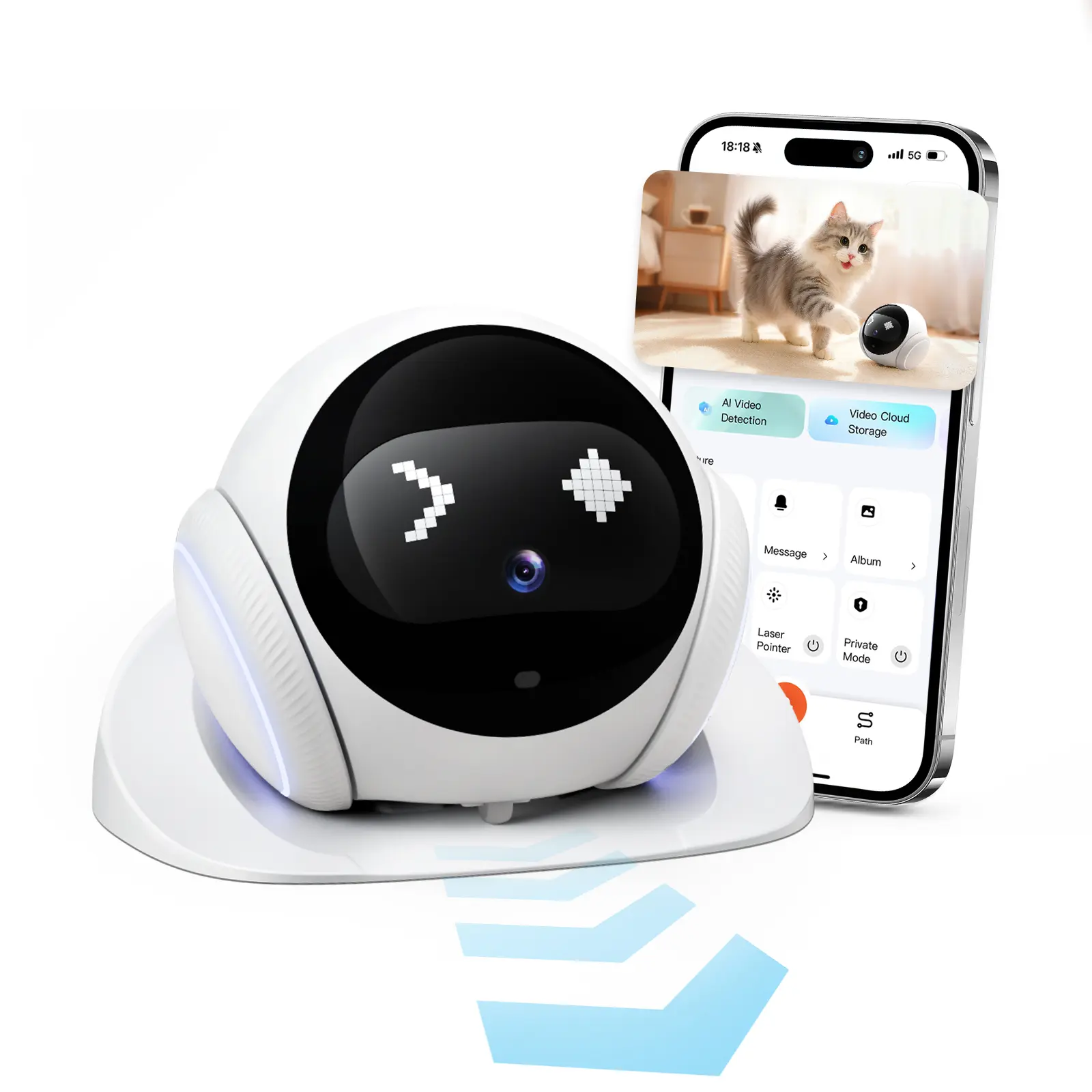 Magic S1 Indoor Wireless Wi-Fi Security Robot Camera - 1080P Movable Pet Camera with App Control, 2-Way Audio, Motion Detection, Night Vision, Automatic Charging, Monitoring, Smart Home Cam for Pet/Elderly, Phone, Local