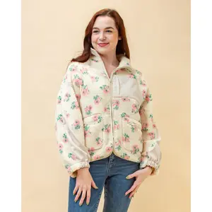 Comfort Provider Fleece Jacket in Pink Flower