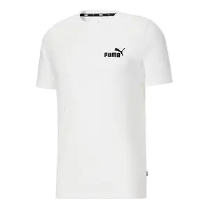 PUMA Mens Essentials Embroidery Logo Crew Neck Short Sleeve Casual Tops Casual - White