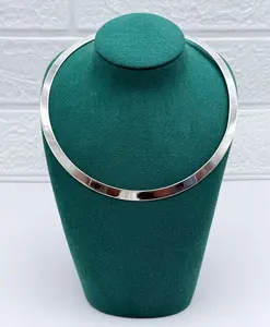 950 Silver Omega Necklace 7 mm Width 15.5 Inches Length with Omega Clasp for Versatile Wear