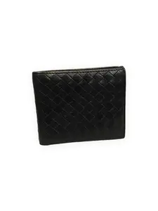 Pre-owned Bottega Veneta Intrecciato woven leather Small Leather Goods Bi Fold Wallet black Very Good S014260414008