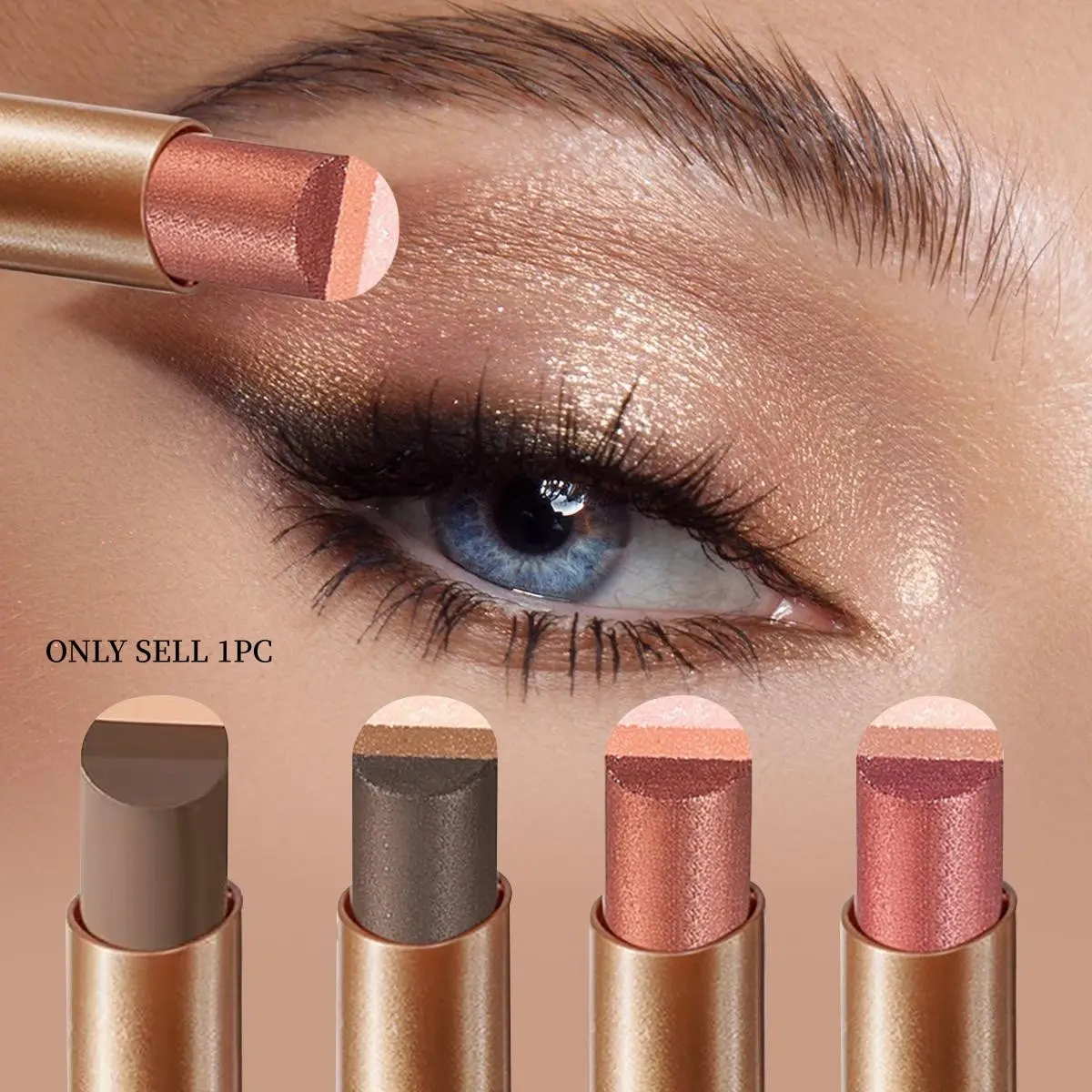 Lazy pearlescent fine flash gradual change eyeshadow stick fine flash trimming aegyo saliva brightening three-color eyeshadow stick Eyeshadow Makeup Beauty Eyeshadows Shimmer Eyeshadow Glitter Eyeshadow Stick Sparkly Shimmer Eyeshadow