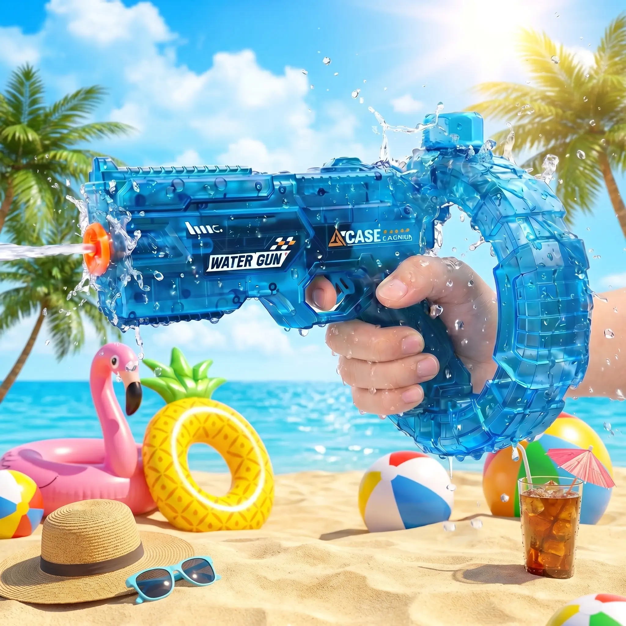 Space Energy Ring LED Electric Water Blaster Toy - High-Pressure, Long-Range, Large Capacitance, Safe, Lithium-Ion Battery-Powered (Batteries Included) for 12+ Unisex, Outdoor Adventure, Water Play