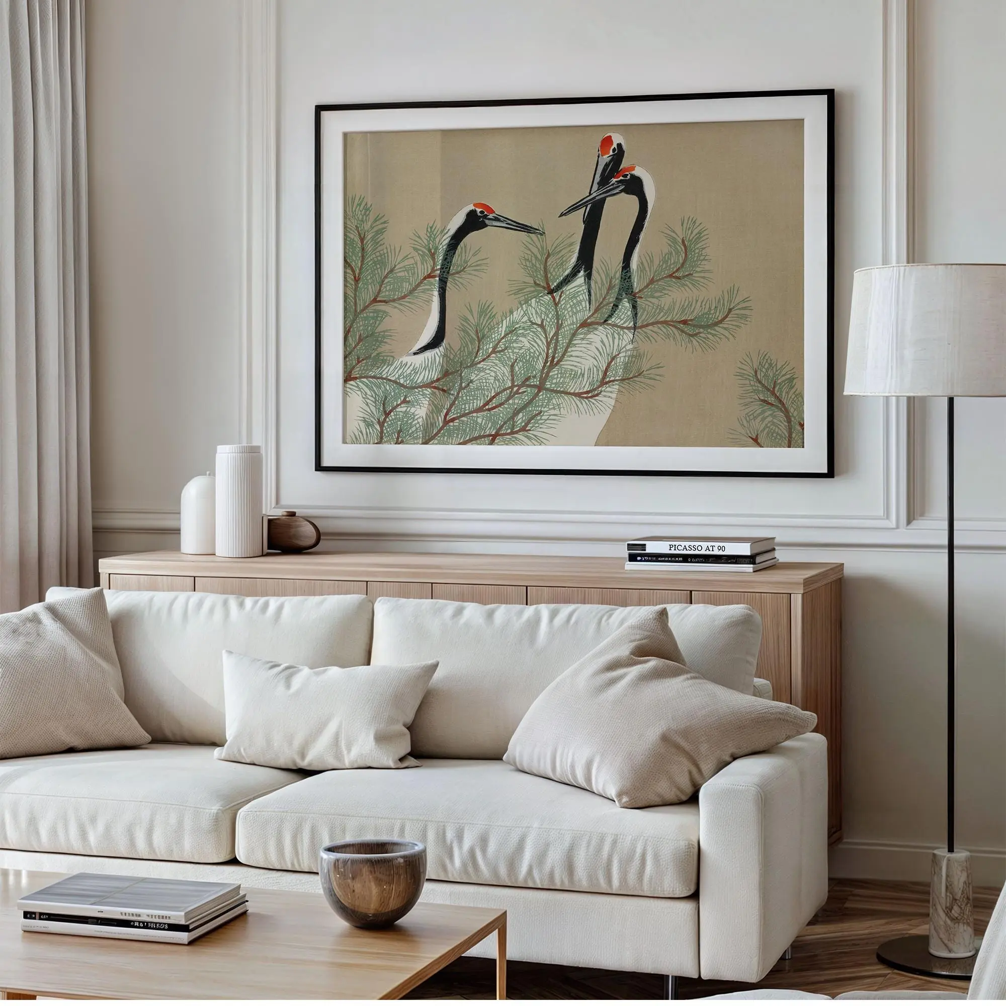 Japanese Crane Art Print, Vintage Style Bird Illustration, Nature Inspired Poster, Unframed Print Only