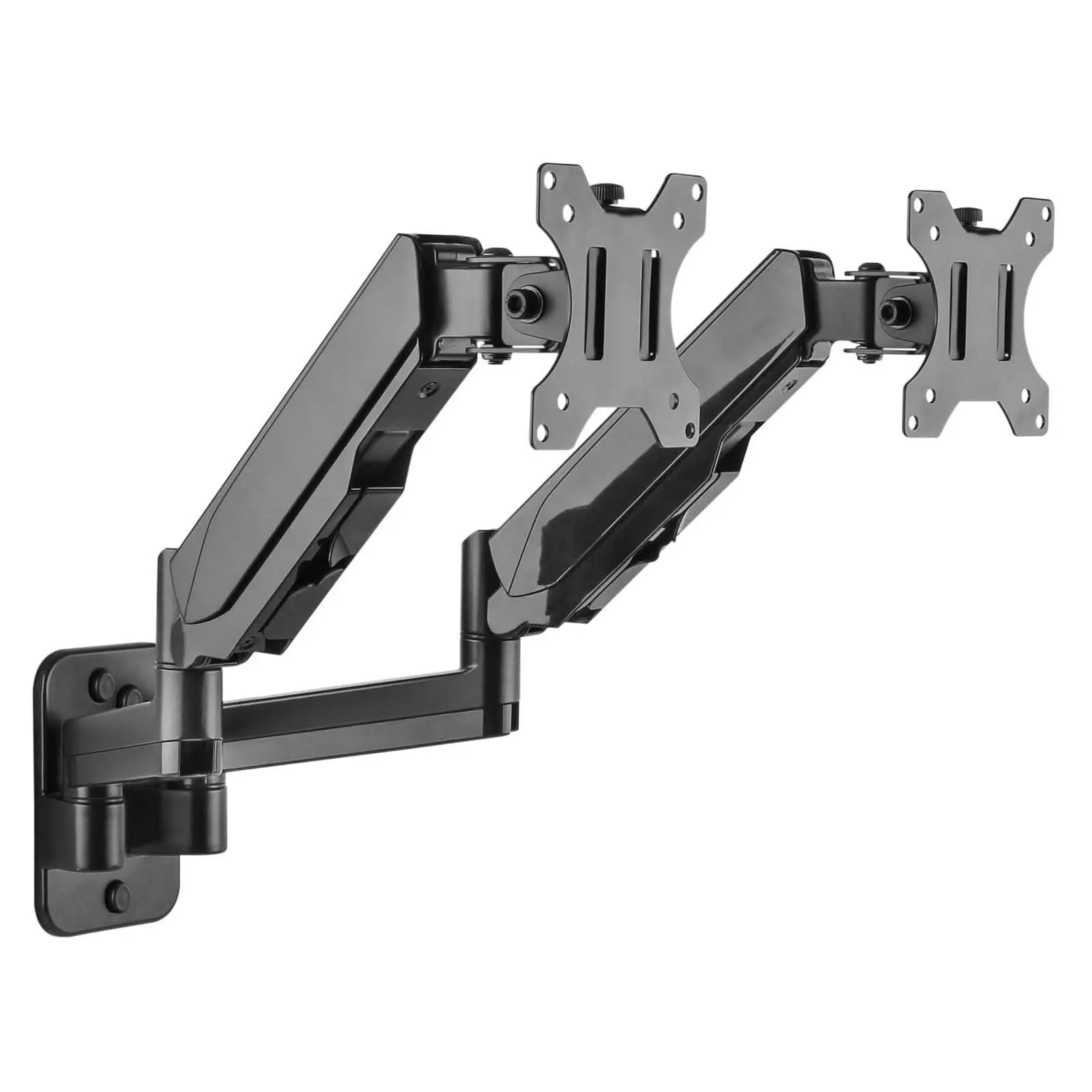 Mount-It! Ergonomic Dual Monitor Wall Mount for 17-32 Inch Screens, Full Motion Gas Spring Arms, Height-Adjustable, Articulating, VESA Compatible, Cable Management, 19.8 lbs per Arm Capacity, Metal, Modern, Tool-Free, MI-1766B