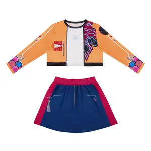 Girls Pop Singer Dress Up Costume Kids Halloween Cosplay Stage Role Play Outfit 3-14 Years