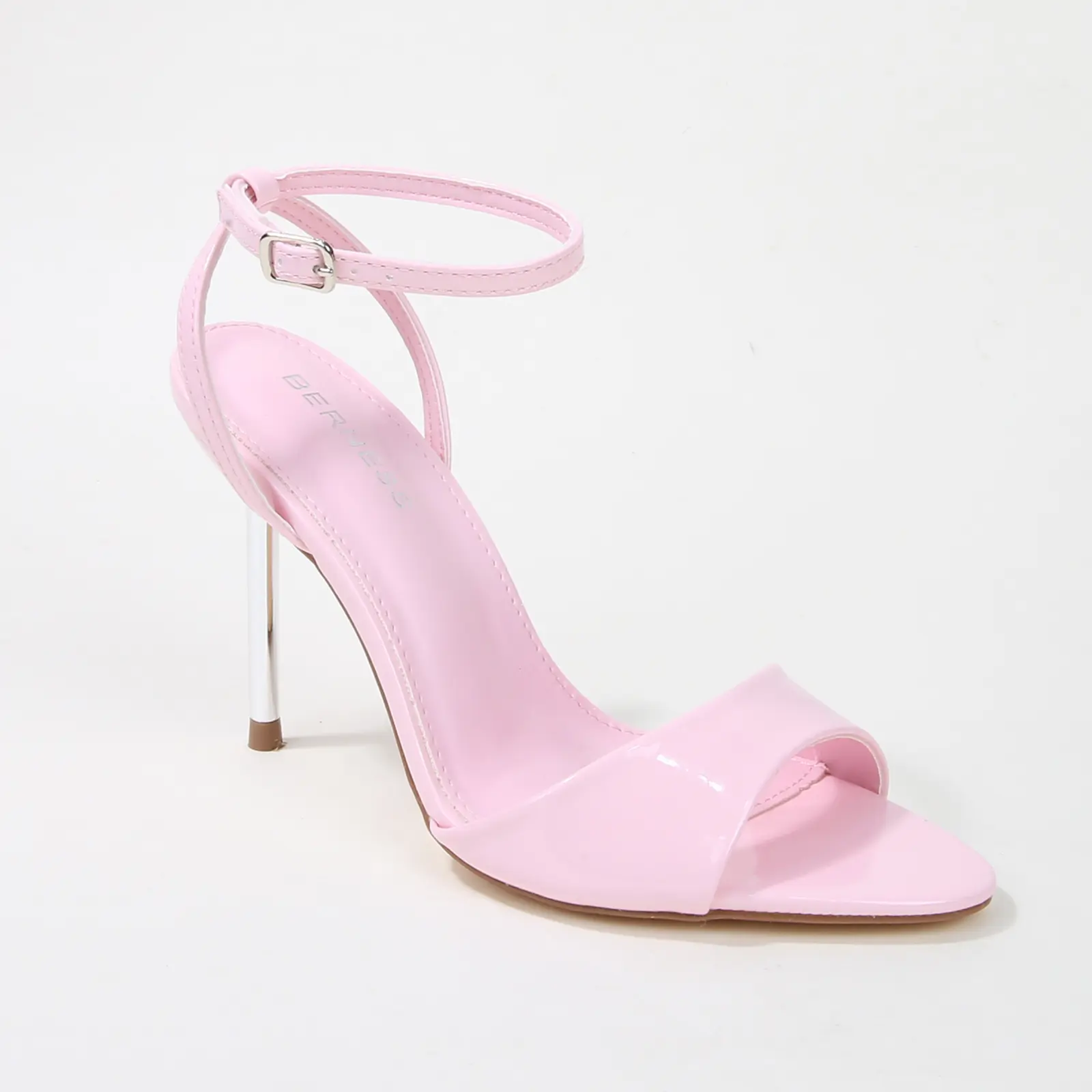 Women's Formal Open-Toe Ankle-Strap Slim High-Shine Patent Stiletto Sandals - Comfortable Shoe with Polished Metallic Heel for Weddings, Parties, Footwear, Heels