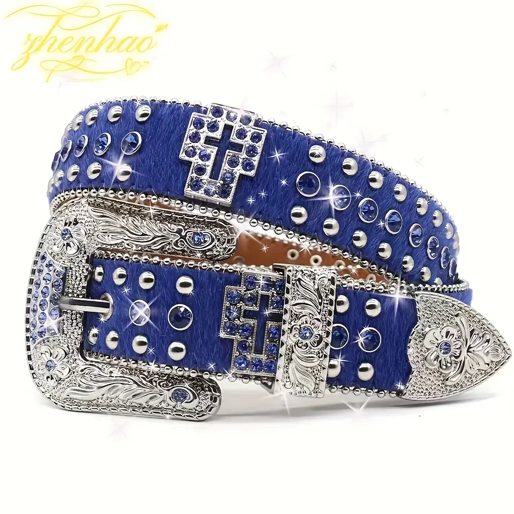 New Western Diamond Studded Belt Bling Rhinestone Belt Cowboy Cowgirl Cinto De Strass Skull For Women Men Fashion Ceinture Femme punk belt pink bb belt