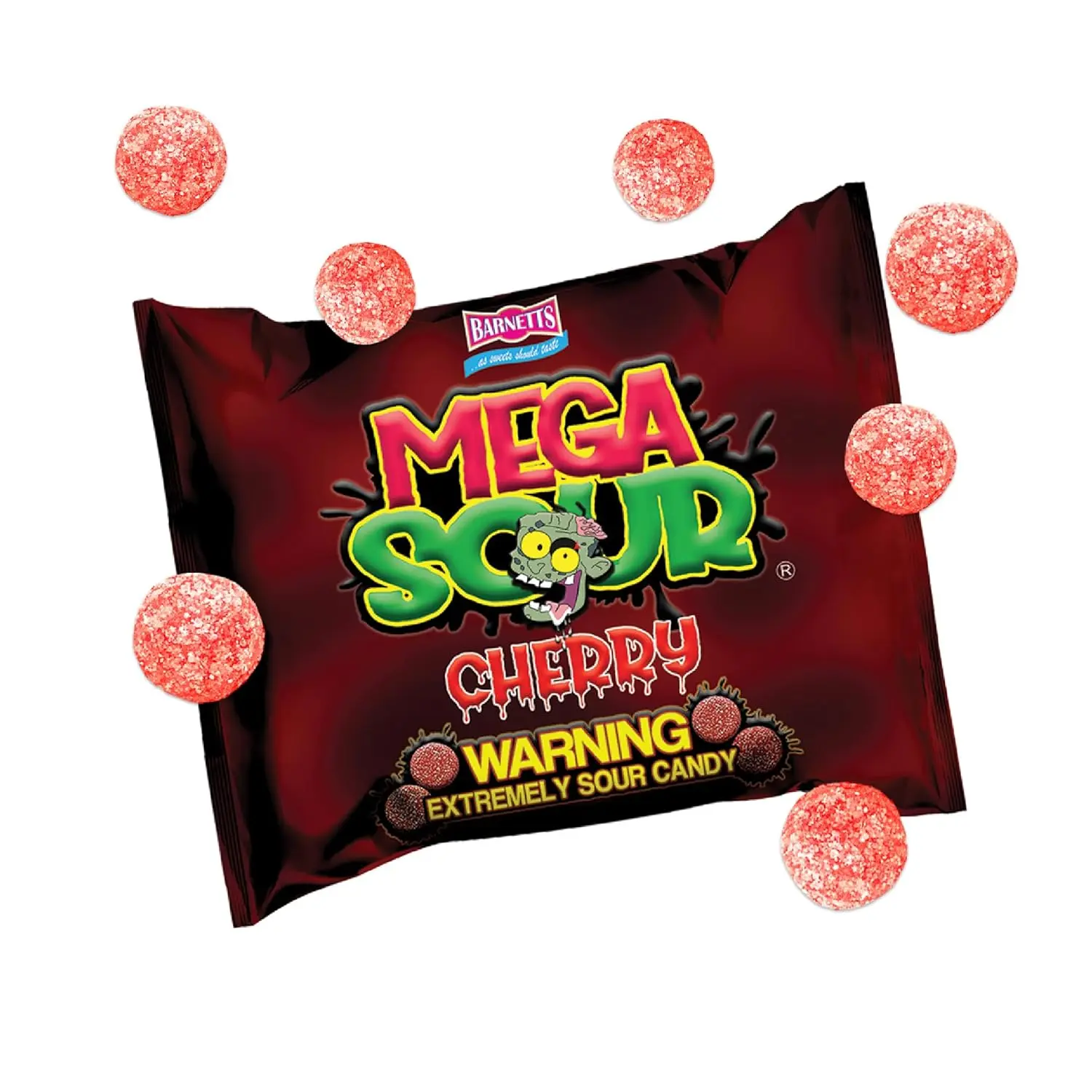 Barnetts Mega Sour Cherry Candy 104g – Handmade British Hard Sweets – Extreme Sour Candy Challenge – Retro Party Bag & Gift Hamper Treats