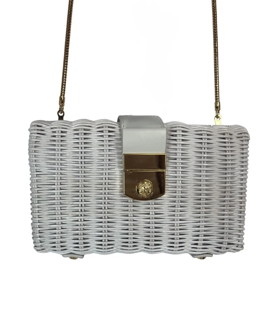 VERONICA BEARD White Wicker Clutch Crossbody Bag