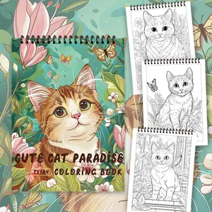 Cat Pattern Coloring Book, 30 Sheets 100gsm Thick Paper Coloring Book, DIY Painting Supplies for Stress Relief, Holiday Gift, No Accessories