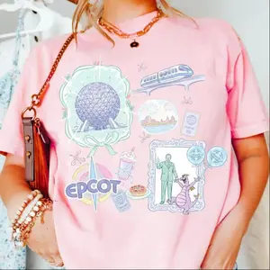 Comfort Colors/Gildan Vintage Epcot Shirt, Epcot World Tour T-Shirt, Walt Pigment Tee, Family Trip [Adult - Youth - Toddler], Best Gift Birthday