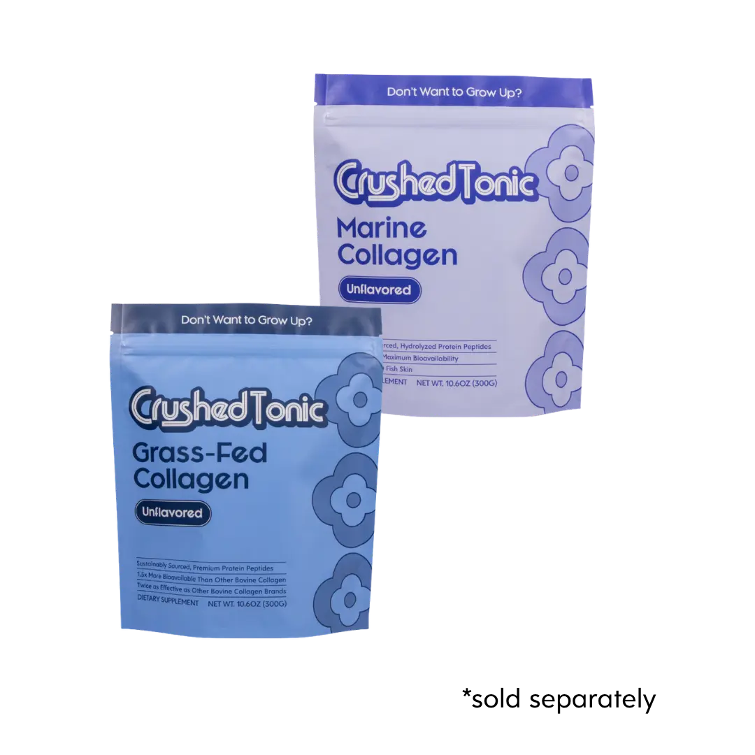 Crushed Tonic Collagen - Pure Unflavored – Hydrolyzed Collagen Peptides for Skin, Hair & Nails - Marine & Grass-Fed Bovine - Flavorless, Odorless, Dissolves Instantly - Gluten Free Non-GMO Halal Kosher Dietary Beauty Supplement