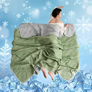 Cooling Fiber Lightweight Summer Blanket Comforter, Breathable Machine Washable Thin Quilt Available in King and Queen Sizes